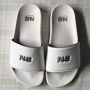 P448 White Logo Slide Sandals